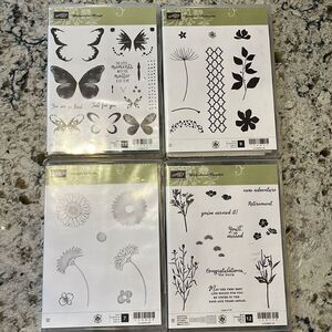 Stampin Up 4 Sets - Watercolor Wings, silhouettes, Smile, Wild about flowers